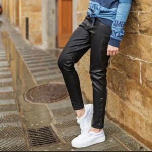 }{ Gap 1969 Orbit Coated Black Inner Cozy Leggings Side Snap Rocker Size 30…